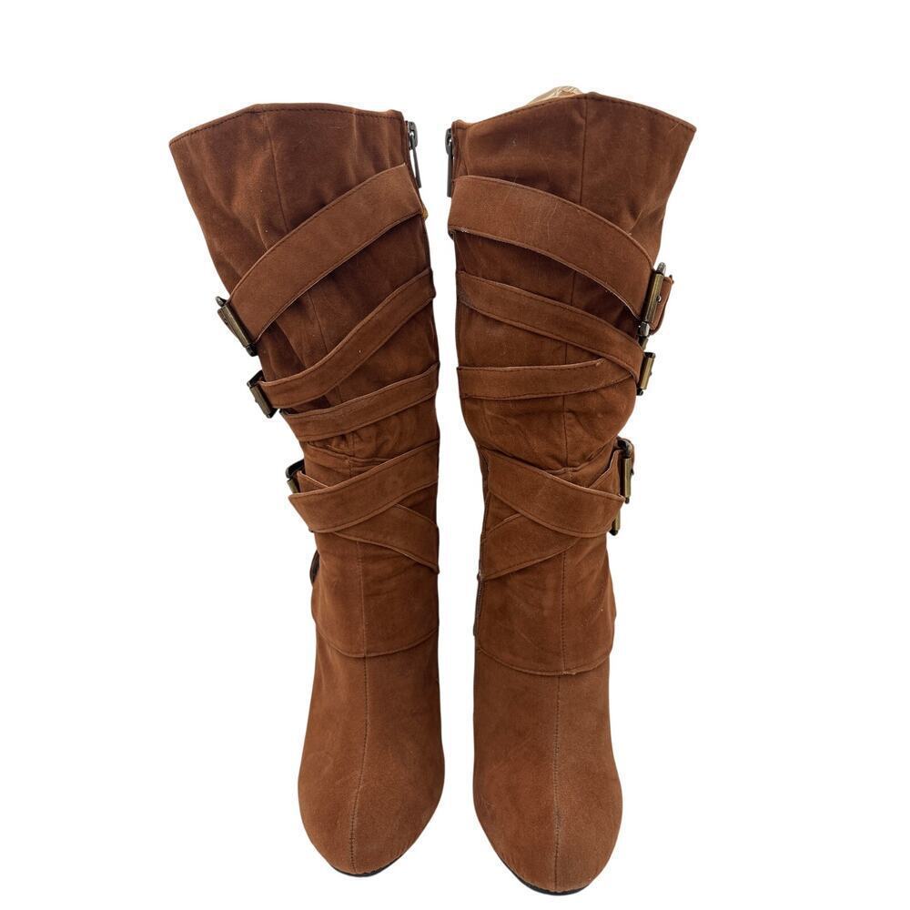 Women’s Just Fabulous Size 9 Brown Suede Buckle Knee High Boots - Picture 2 of 7